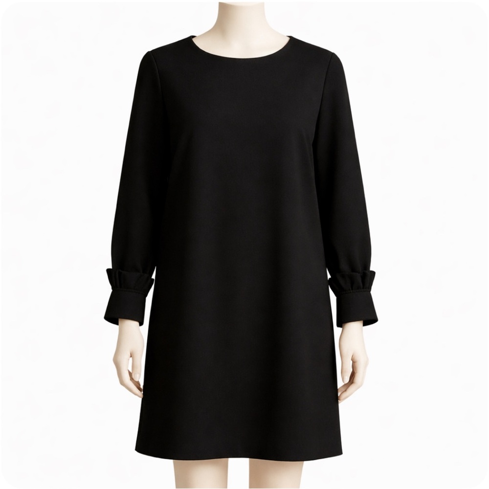Black Banana Republic Shift Dress with Pleated Cuff Detailing